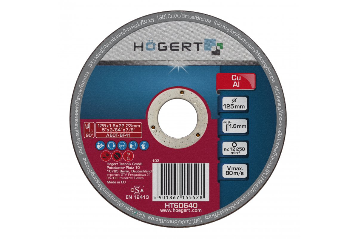 REZNA PLOČA 125X1,6X22,23 Aluminij-Bakar