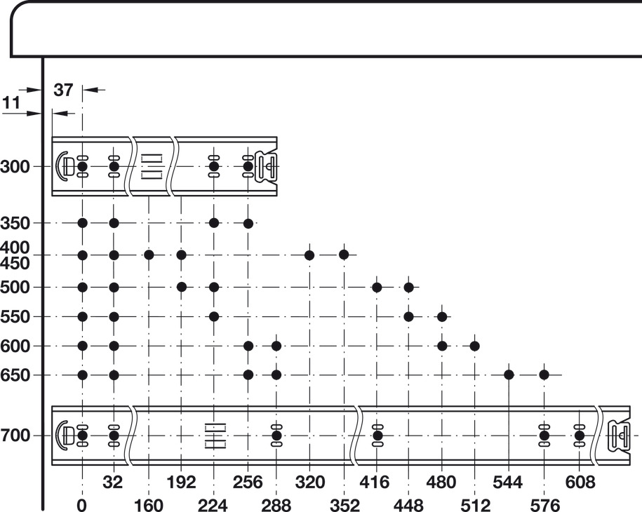 422.35.970 VODILICA POT.IZVL. Accuride 5517-60 700 60 kg ZN