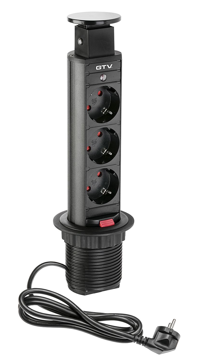 AE-BPW3S60-20 UTIČNICA IZVLAČNA G fi 60 PUSH 3X ŠUKO CRNA