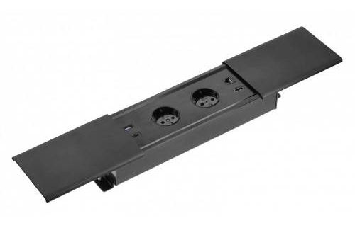 AE-PB2SPRES-20 UTIČNICA  PRESTINO 2X ŠUKO USB A+C RJ45 HDMI. KABEL 1,5m CRNA