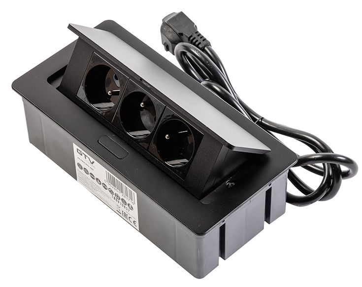 UTIČNICA STOL. G PUSH 3X ŠUKO KABEL 1,5m CRNA