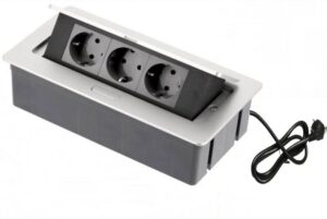 AE-PBSC3GS-53 UTIČNICA STOL. G PUSH 3X ŠUKO KABEL 1,5m ALU