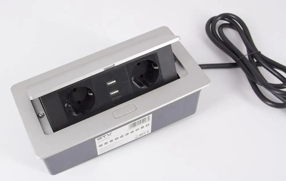 UTIČNICA STOL. G PUSH 2X ŠUKO 2x USB KABEL 1,5m ALU