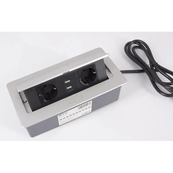 UTIČNICA STOL. G PUSH 2X ŠUKO 2x USB KABEL 1,5m ALU