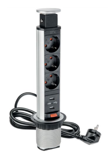 UTIČNICA IZVLAČNA G fi 60 3X ŠUKO 2USB MCR PUSH