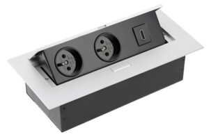 AE-PBC2GSHDMI-53 UTIČNICA STOL. G PUSH 2X ŠUKO 1x HDMI ALU