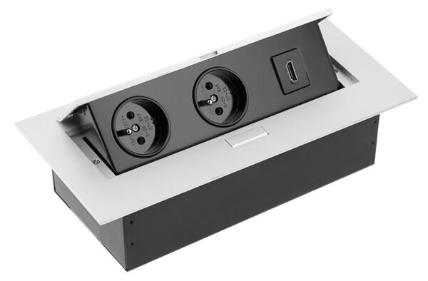 AE-PBC2GSHDMI-53 UTIČNICA STOL. G PUSH 2X ŠUKO 1x HDMI ALU