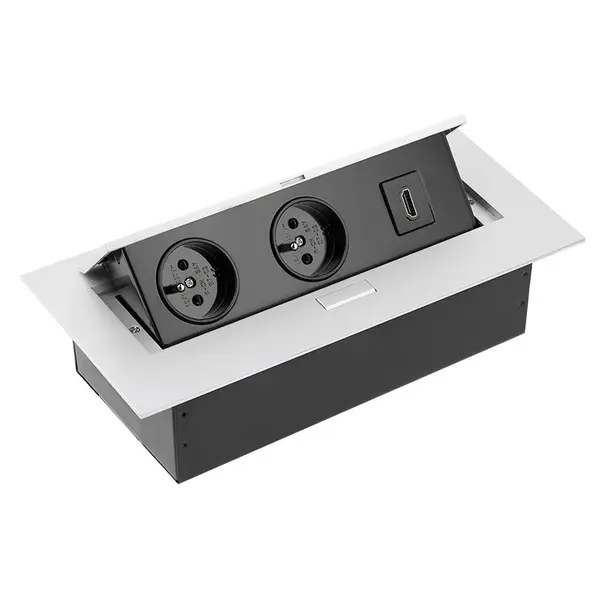 AE-PBC2GSHDMI-53 UTIČNICA STOL. G PUSH 2X ŠUKO 1x HDMI ALU