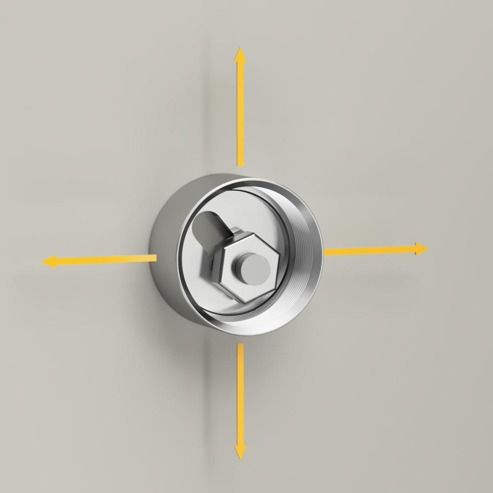 DRŽAČ STAKLA TOČKASTI FI50 H45 REG.INOX A2 SATINIRAN 3D