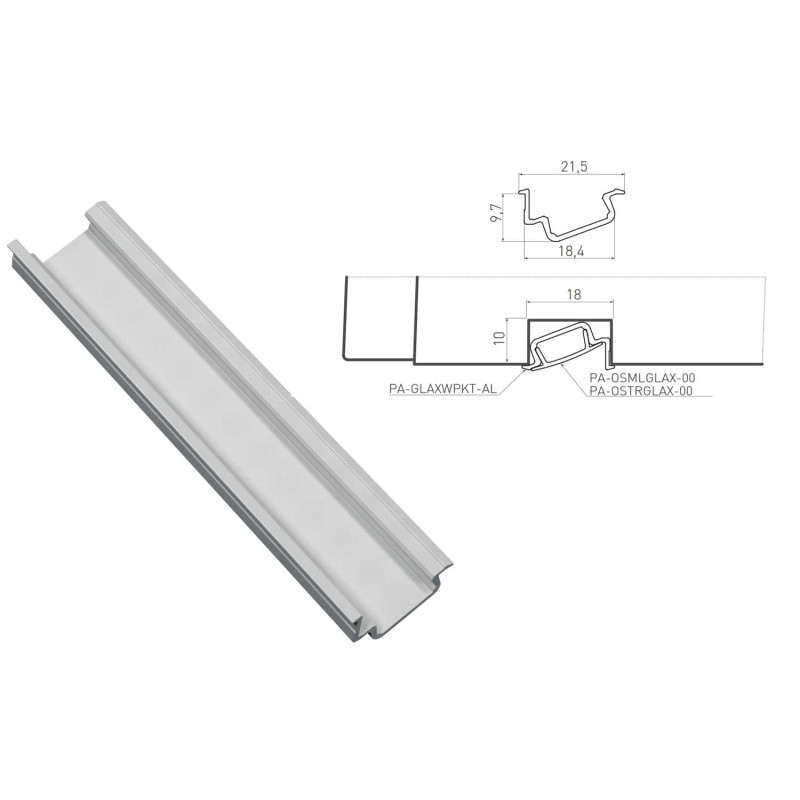 PA-GLAXWPKT-AL LED GTV ALU PROF. USADNI KOSI 2M