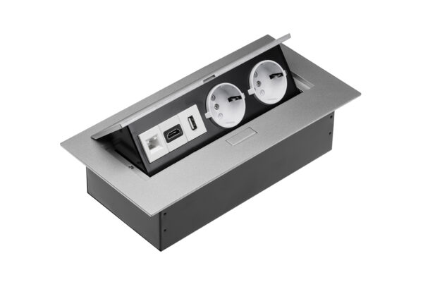 UTIČNICA STOL. G PUSH 2X ŠUKO 1x HDMI 1x USB 1x RJ45 ALU x