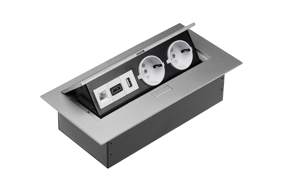 UTIČNICA STOL. G PUSH 2X ŠUKO 1x HDMI 1x USB 1x RJ45 ALU x