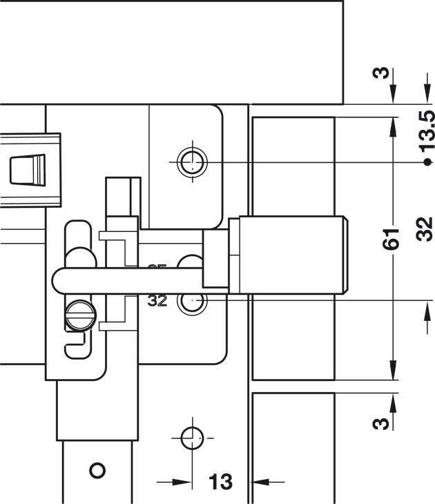 237.08.671 ŠIPKA BRAVICE ZA 3 LADICE H VARIANT-CE 590MM